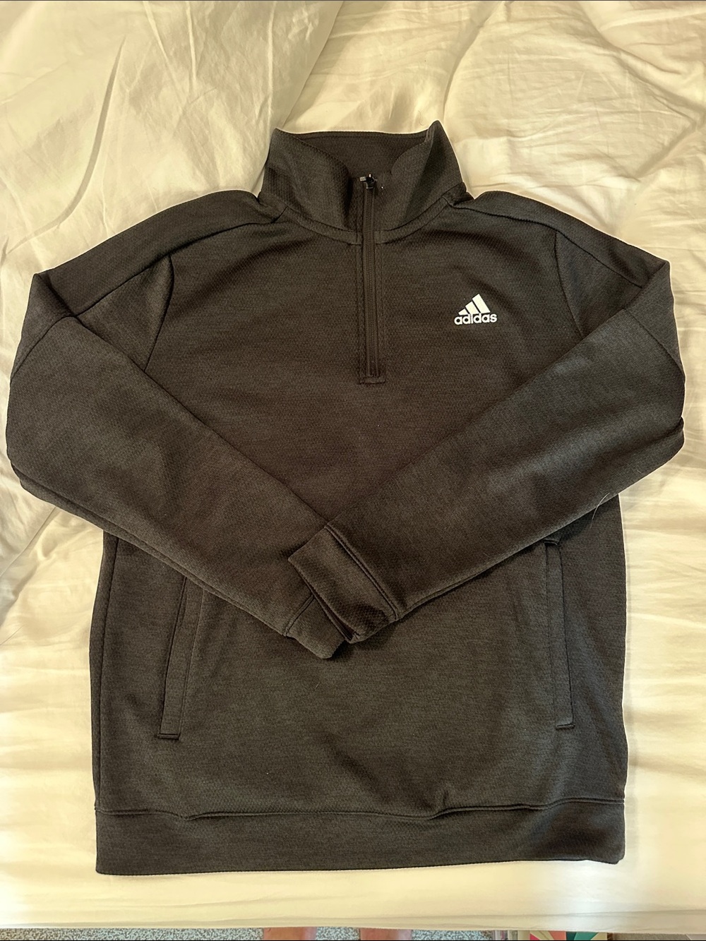 adidas Black Quarter-Zip Sweatshirt with thru front kangaroo pocket
